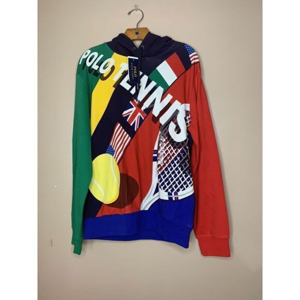 $299 Polo Ralph Lauren Bear ColorBlock Wimbledon USA England Italy Flag Hoodie